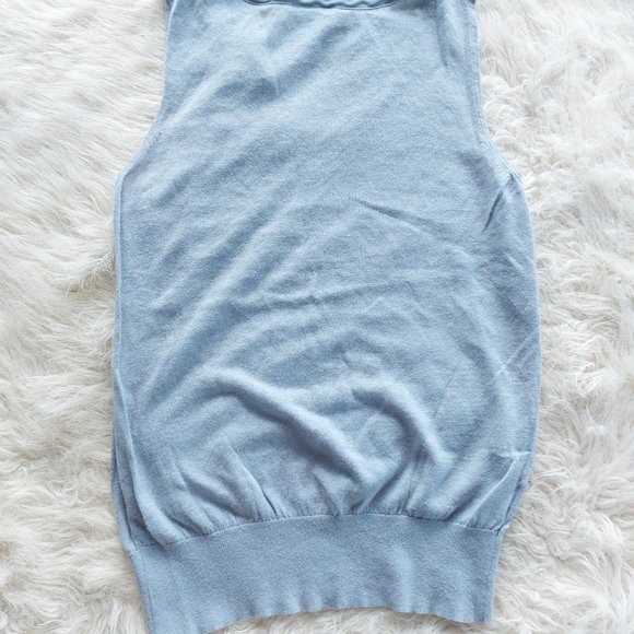 Ann Taylor LOFT Women's Light Grey Linen Sleeveless Bow Neck Tank Top Size S - Picture 3 of 7